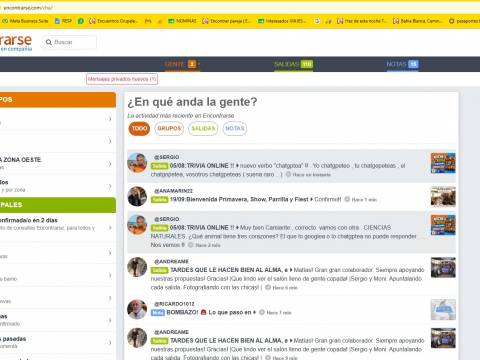 Nuevo formato de la home de Encontrarse y de los filtros en