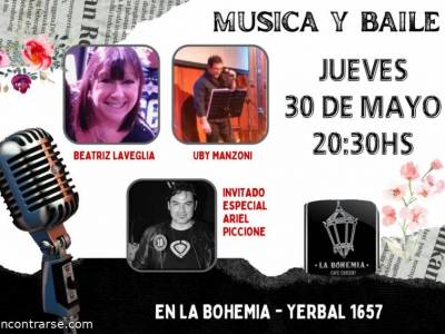 Encuentro : "NOCHE DE MUSICA Y BAILE EN LA BOHEMIA CAFE CONCERT" 