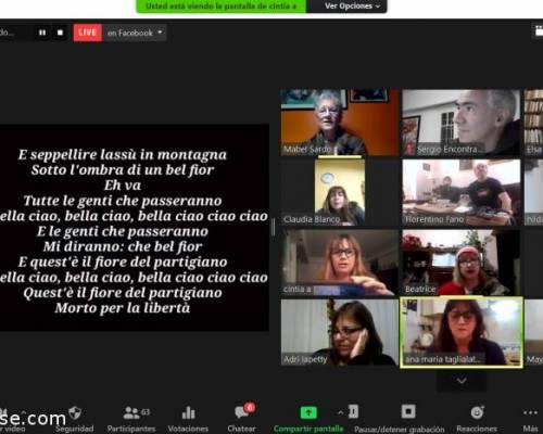 Cantando Bella Chau !! Gracias por compartir la historia de la cancion !  :Encuentro Grupal Italia Celebra